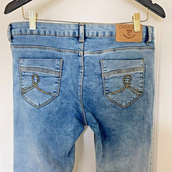 Bundle It! Cherokee Women's Mid Waist Ankle Blue Denim 5 Pocket Jeans Size 30 - Picture 8 of 12